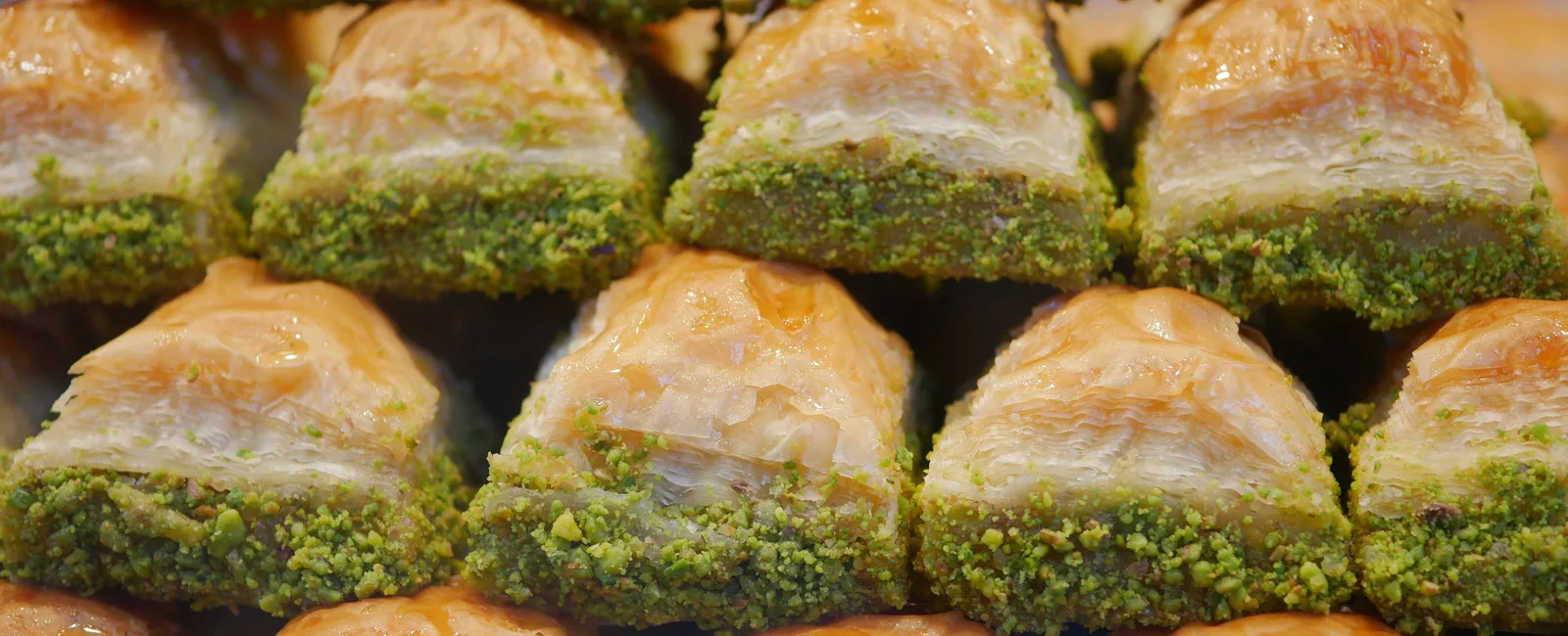Baklava pastries with pistachio